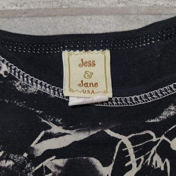 Jess & Jane Embelished Short Sleeve Cotton Blouse Shirt Rhinestone Floral Sz M - Picture 10 of 11